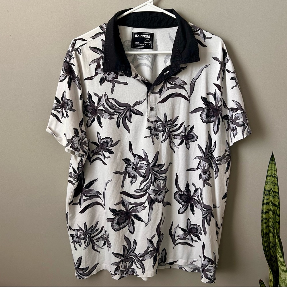 Express Men’s Floral Polo Size XXL